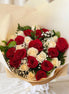 2 Dozen Rose Bouquet (White/Red) - Flower World