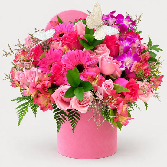 Enchanted Pink Garden Hat Box - Flower World