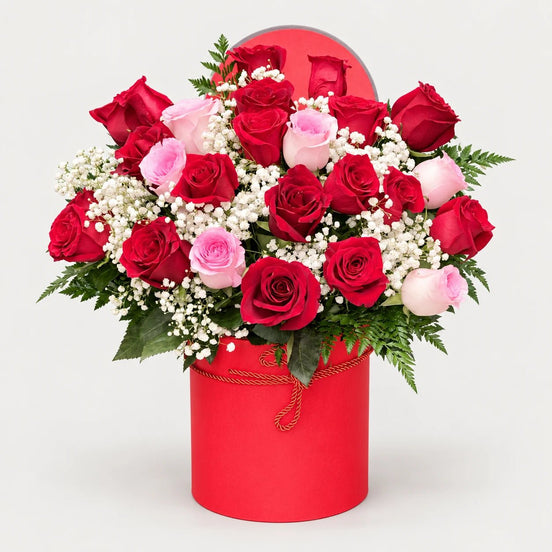 Pink & Red Rose Box - Flower World